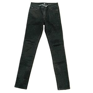 7 for all Mankind the Skinny Jeans Black Embellished Beaded Denim Womens Size 27